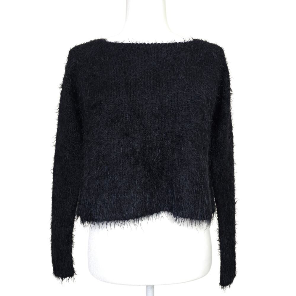 Decree Black Fuzzy Eyelash Knit Shaggy Sweater M